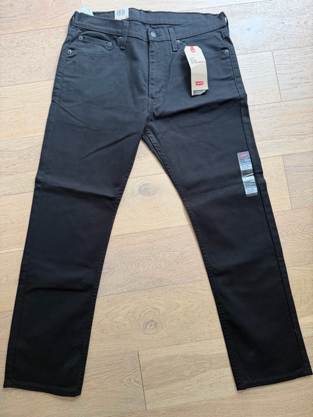 Levi’s 513 Slim Straight Jeans Men’s 34x30 Black Stretch Denim NWT